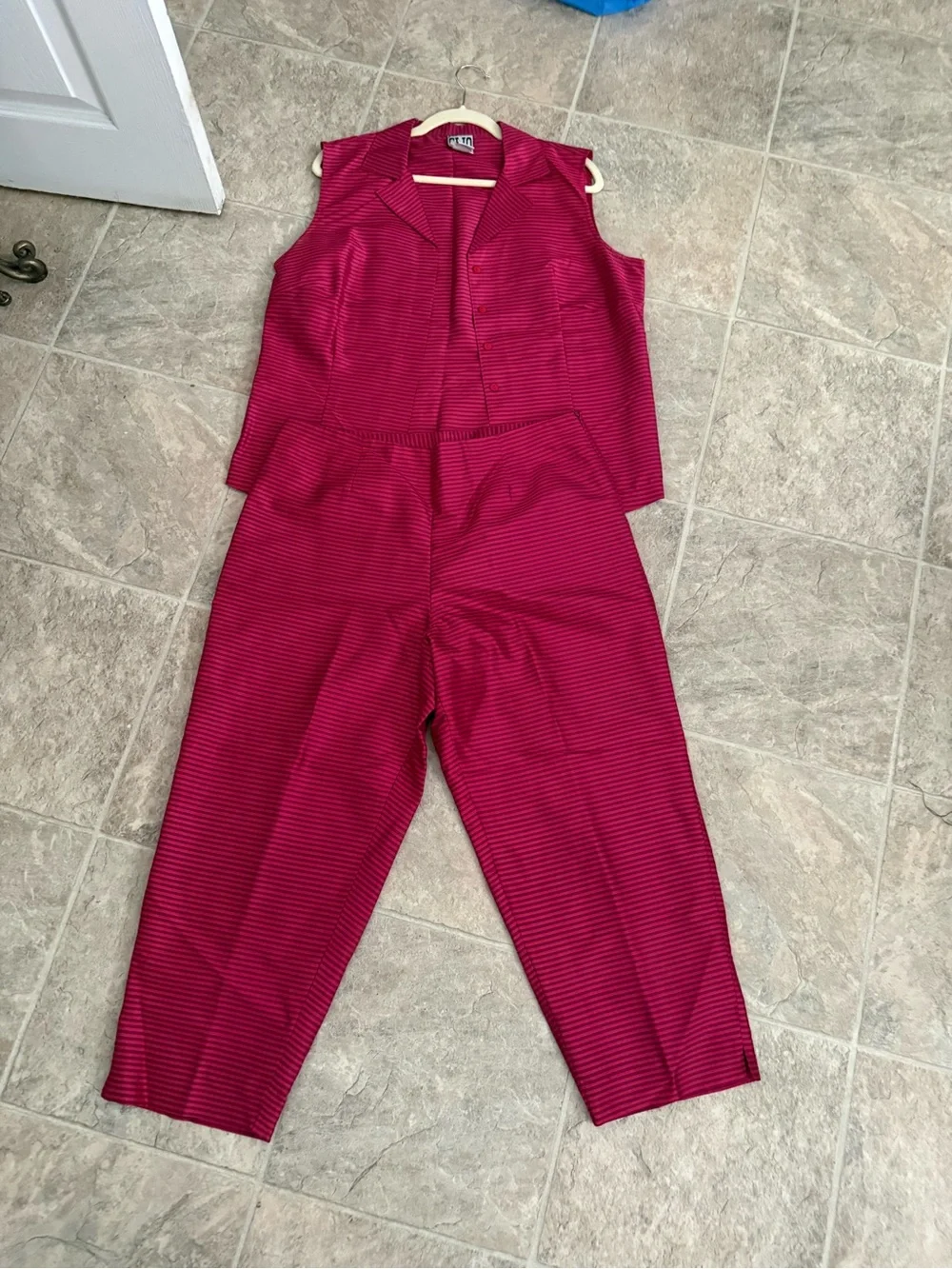 Clio Magenta Striped Sleeveless Jumpsuit